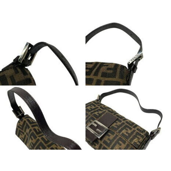 FENDI Mamma Bucket Hobo Shoulder Bag Zucca Canvas Leather Brown - Picture 3 of 8
